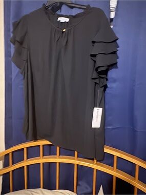 Black Ruffle Sleeve Blouse